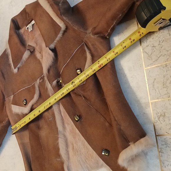 Womens "cache"vintage Leather patch & rabbit fur jacket,NEW, beautiful peice,XS - Picture 12 of 16